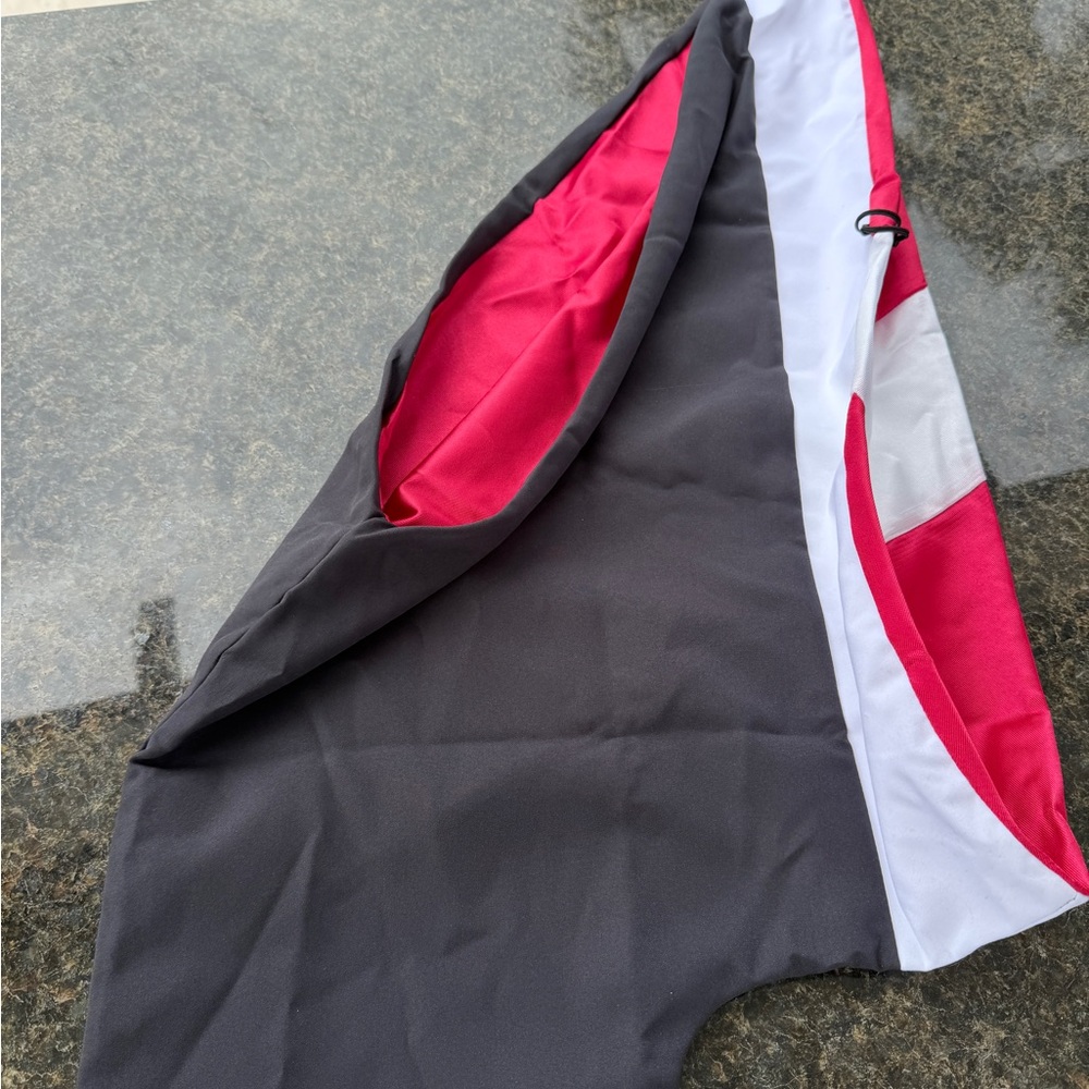 Gray and Red Hooded Cape